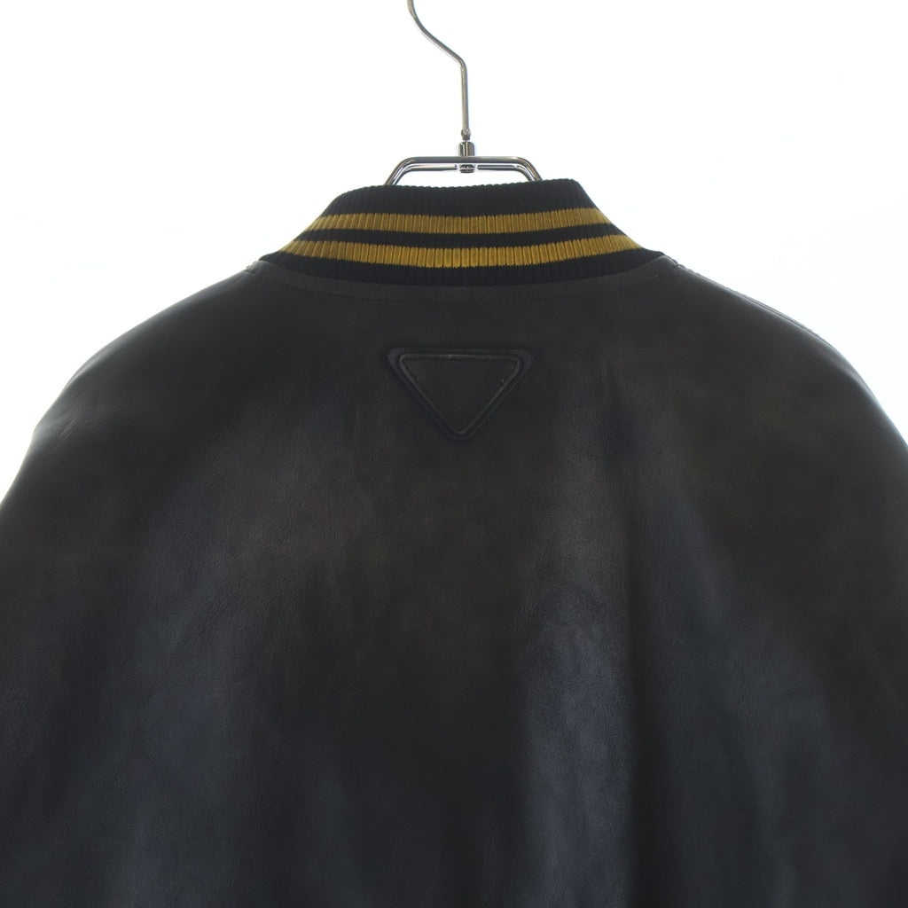 PRADA(プラダ) FROM THE RUNWAY パッチ付 レザー ボンバージャケット 58A190 S000 15Y0 ブラック/イエロー
