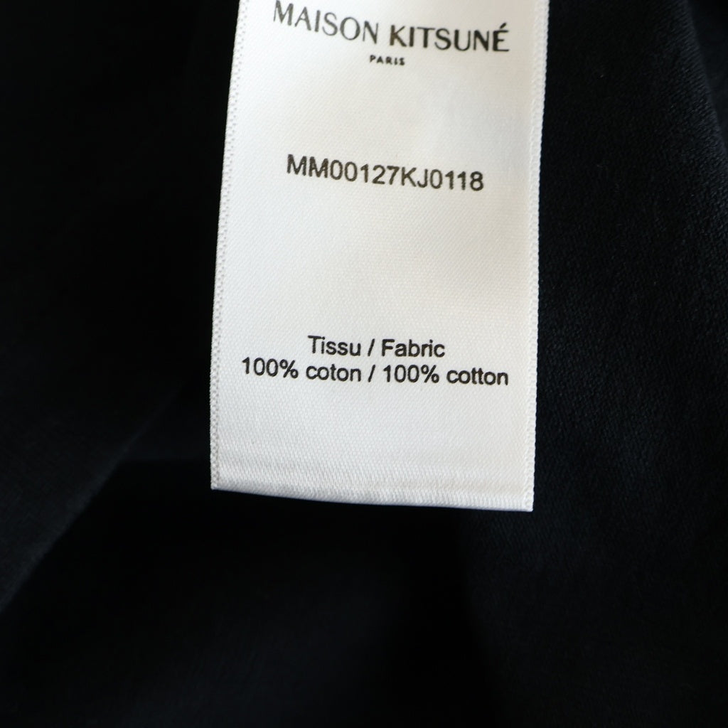 MAISON KITSUNE(メゾンキツネ) 24SS BOLD FOX HEAD PATCH COMFORT TEE SHIRT ボールドフォックスヘッドパッチコンフォート半袖Tシャツ クルーネックカットソー ブラック MM00127KJ0118