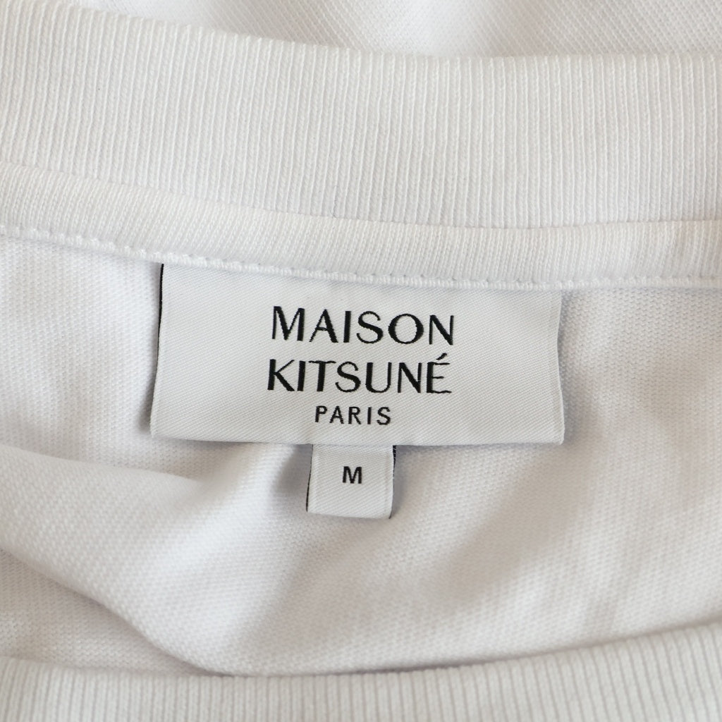 MAISON KITSUNE(メゾンキツネ) EMBROIDERY OVERSIZE TEE-SHIRT エンブロイダリー オーバーサイズ 半袖Tシャツ クルーネックカットソー ホワイト OM00122KJ0119