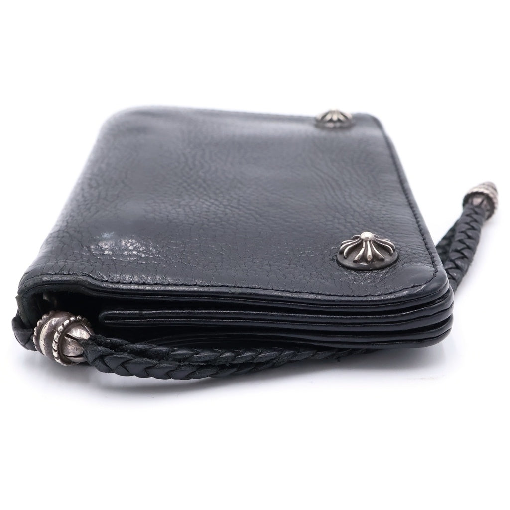 CHROME HEARTS(クロムハーツ) 2ZIP STRAP 2ジップストラップ ストラップ付クロスボールボタン レザーウォレット 財布 ブラック
