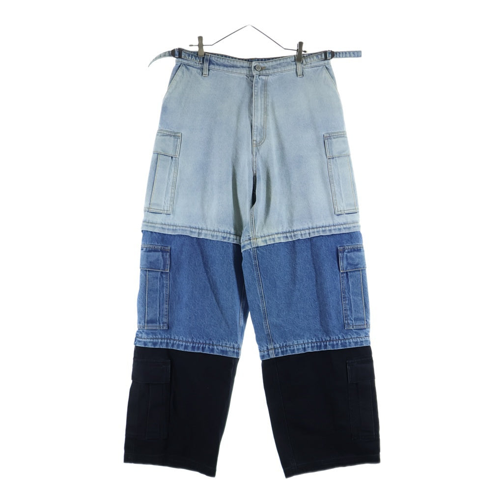 VETEMENTS(ヴェトモン) 25SS Deconstructed Triple Cargo Pants デコンストラクト トリプルカーゴパンツ ドッキングパンツ インディゴ/ブラック UA66PA510N