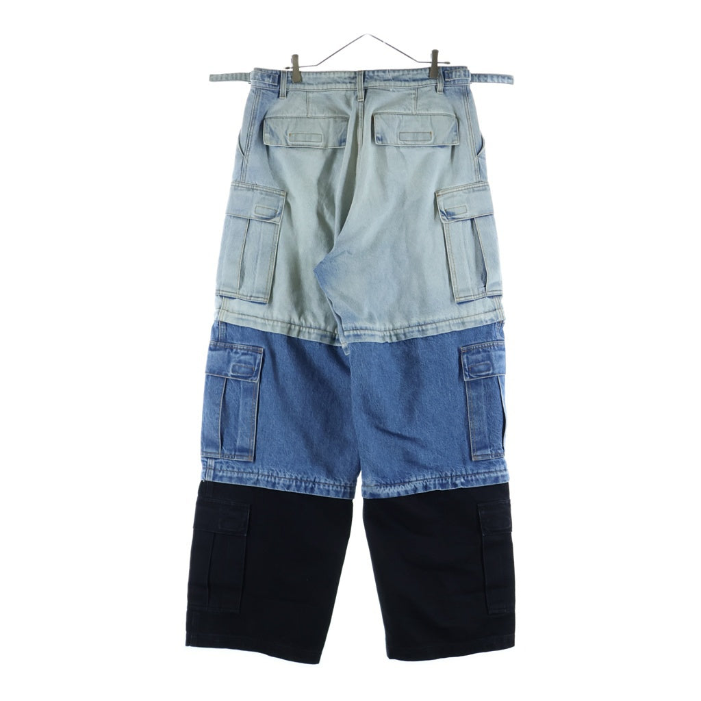 VETEMENTS(ヴェトモン) 25SS Deconstructed Triple Cargo Pants デコンストラクト トリプルカーゴパンツ ドッキングパンツ インディゴ/ブラック UA66PA510N