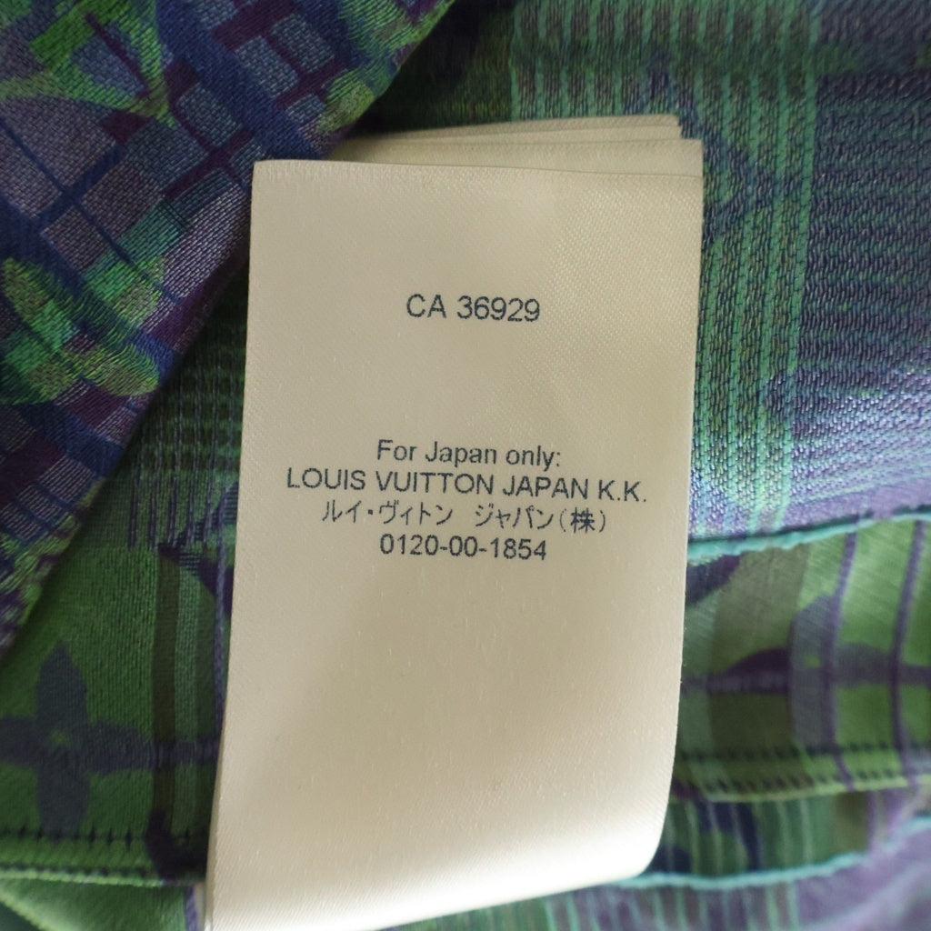 LOUIS VUITTON(ルイヴィトン) 21AW モノグラム ネオンチェック オーバーサイズ ビジネス長袖シャツ グリーン/ブルー RM212 FU9 HLS77W