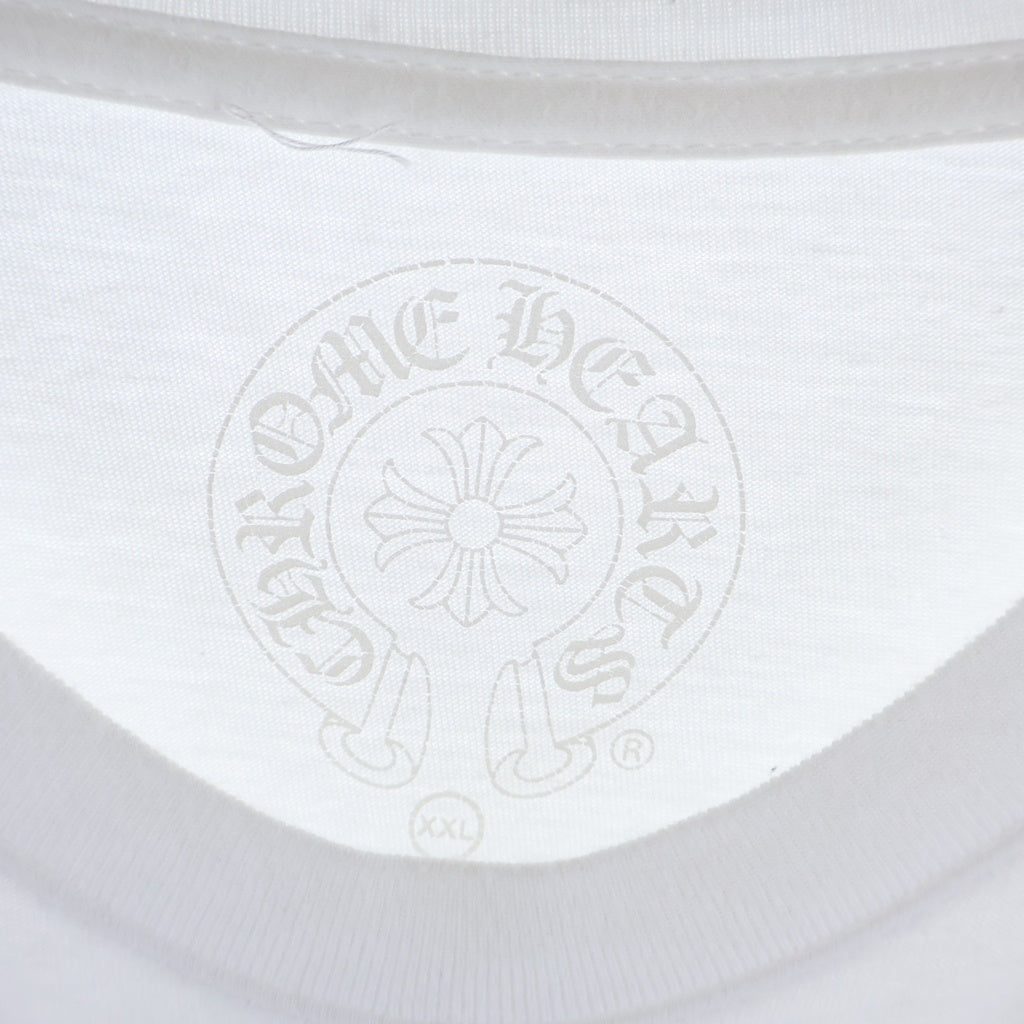 CHROME HEARTS(クロムハーツ) Blue Cross L/S ホースシュー ポケット付き トリプル セメタリークロス バックプリント 長袖Tシャツ ロングスリーブ カットソー ホワイト/ブルー