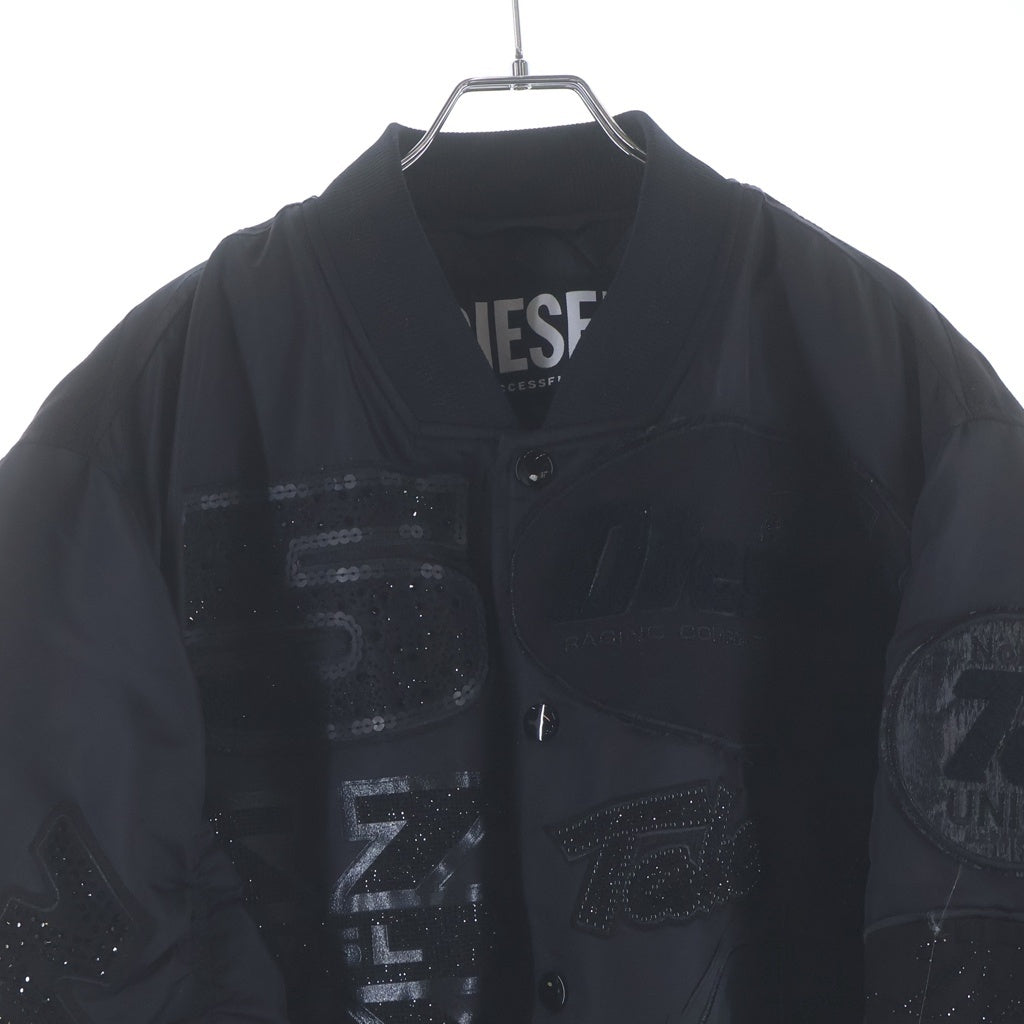 DIESEL(ディーゼル) 24AW SUPER-MANUA ワッペンボンバージャケット ジップアップブルゾン ブラック A17576
