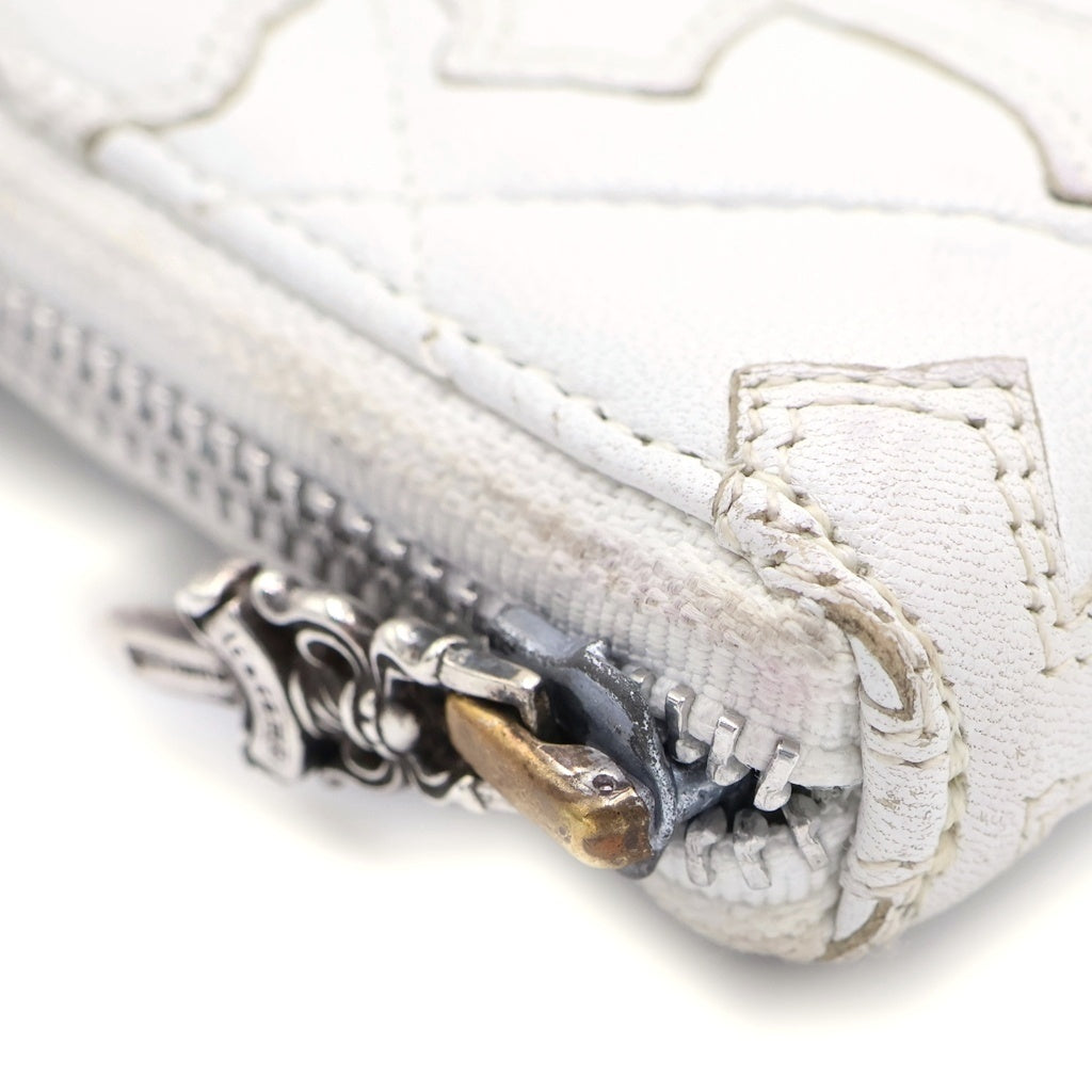 CHROME HEARTS(クロムハーツ) REC F ZIP QUILTED WALLET セメタリークロス キルティング レザーウォレット 財布 ホワイト