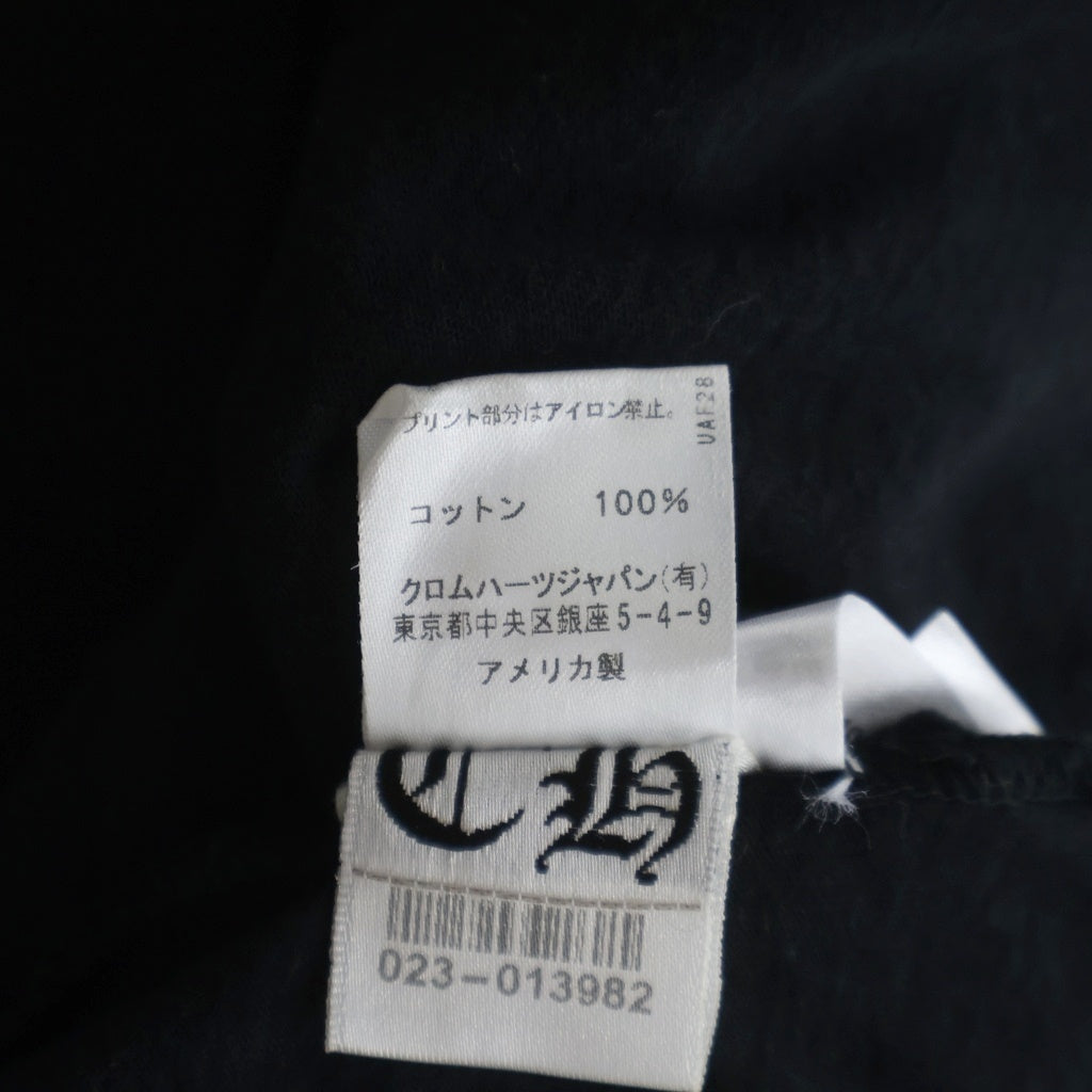 CHROME HEARTS(クロムハーツ) Neck Logo L/S Tee ネックロゴプリント クルーネック長袖Tシャツカットソー ブラック