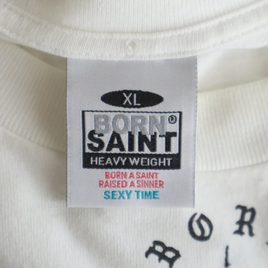 SAINT MICHAEL(セントマイケル) 24SS BR_LS TEE ボーンレイズ フロントプリント長袖カットソー ホワイト SM-YS8-0000-C09