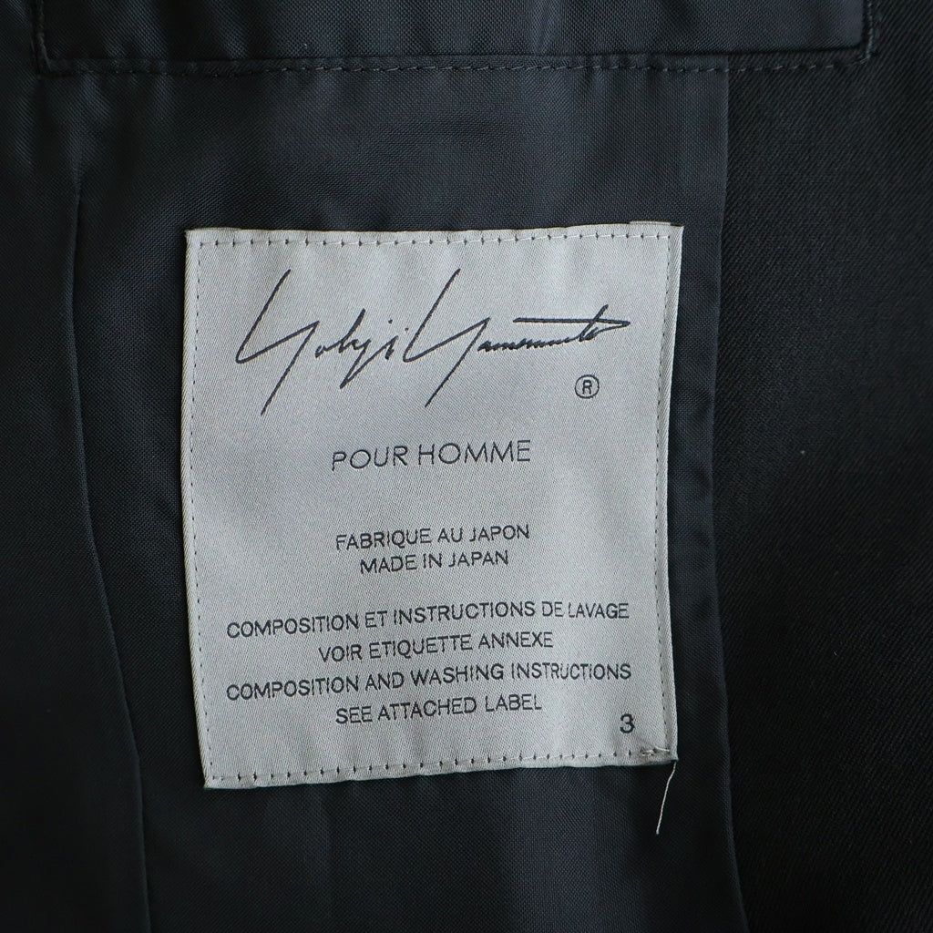 Yohji Yamamoto POUR HOMME(ヨウジヤマモト プールオム) 21AW フラシ胸あて 絞1AW フラシ胸あてボタン止め テーラードジャケット HX-J15-100