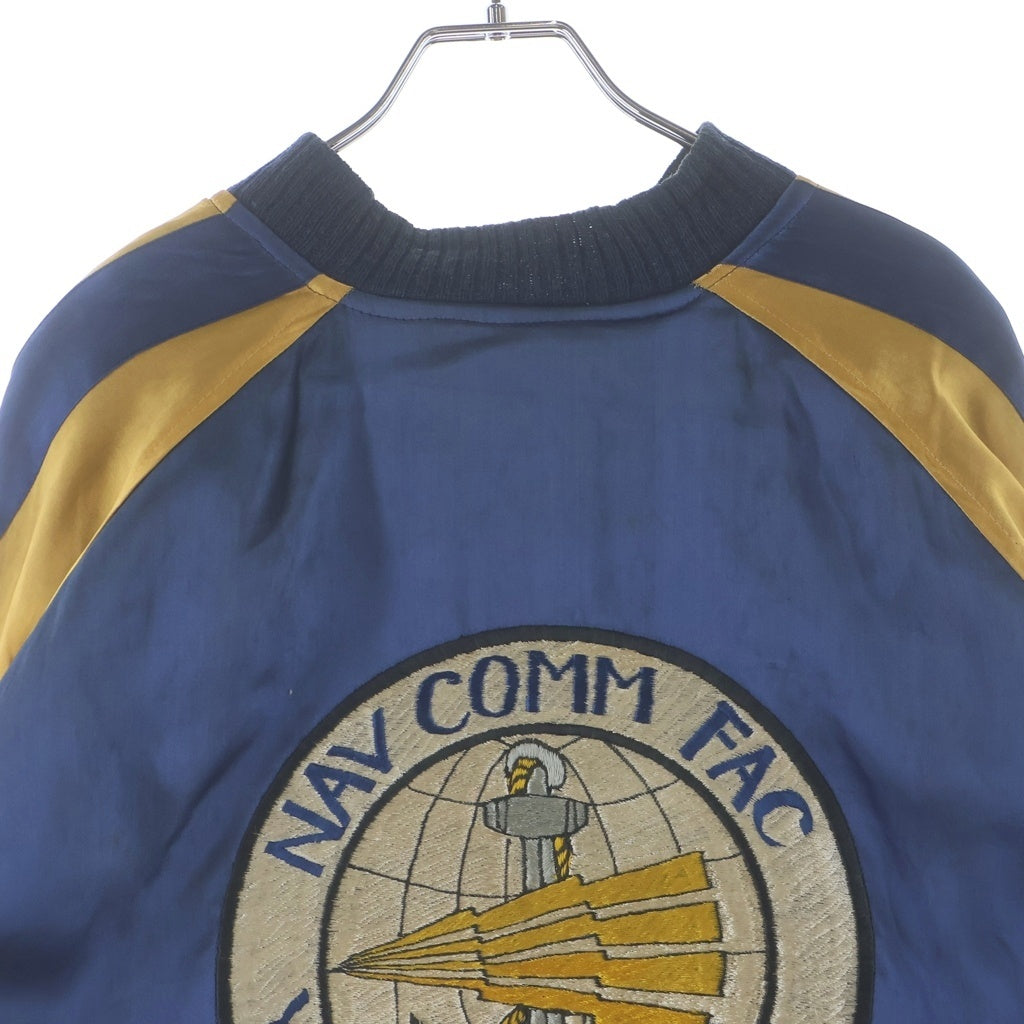NO BRAND(ノーブランド) 50-60S NAV COMM FAC YOKOSUKA JAPAN スーベニアジャケット スカジャン サテン リバーシブル ブルー/ブラック