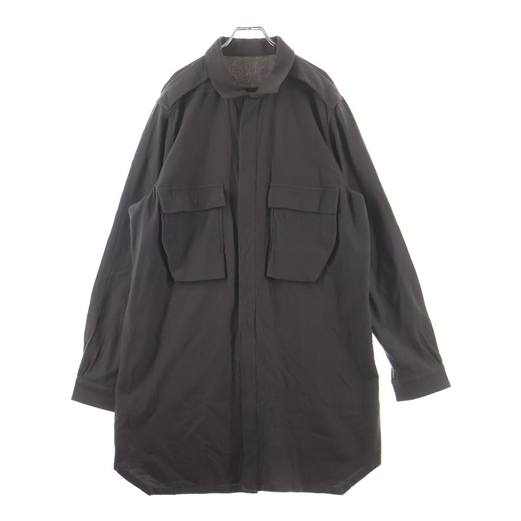 Rick Owens リックオウエンス 22AW STROBE FIELD SHIRT ウール オーバーサイズ シャツ ブラウン RU02B2295 Rick Owens(リックオウエンス) 22AW STROBE FIELD SHIRT ウール