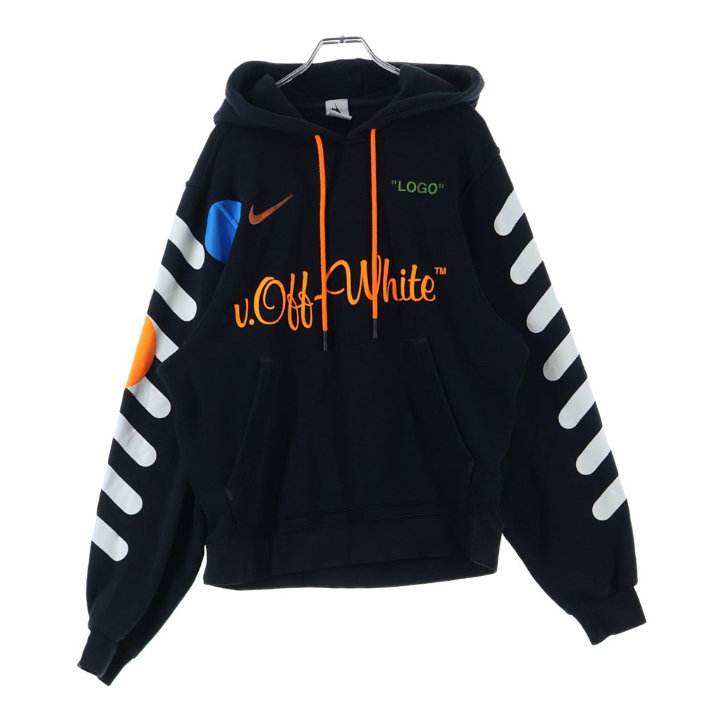 NIKE(ナイキ) 18SS ×オフホワイト フットボール コレクション ロゴプリント プルオーバー スウェット パーカー AA3257-010