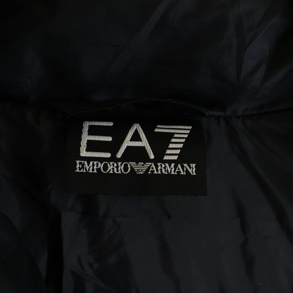 EMPORIO ARMANI EA7(エンポリオアルマーニイーエーセブン) ロゴプレートジップアップダウンジャケット ダブルジップブルゾン ポリエステル ブラック