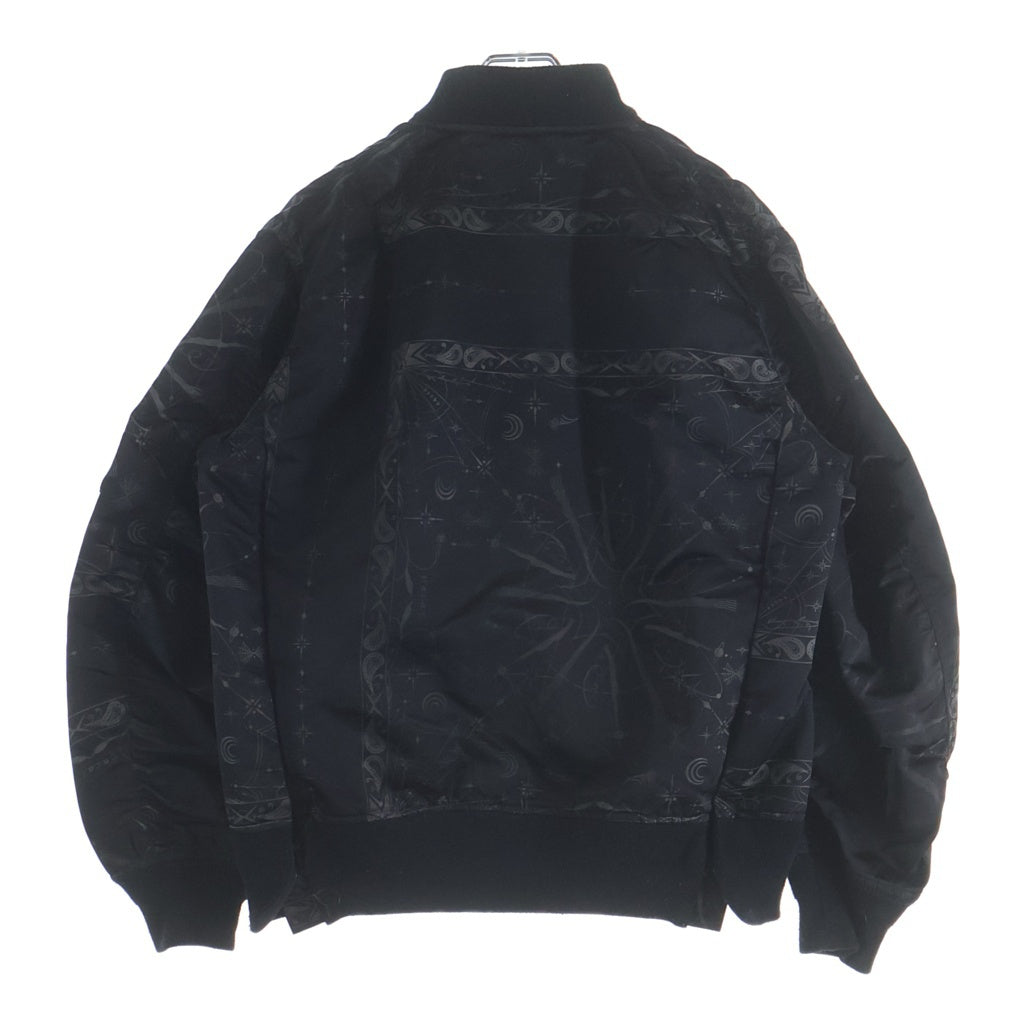 Sacai(サカイ) 20AW ×Dr.Woo BANDANA PRINT MA-1 BOMBER JACKET ドクターウー バンダナプリントボンバージャケット ジップアップブルゾン ブラック