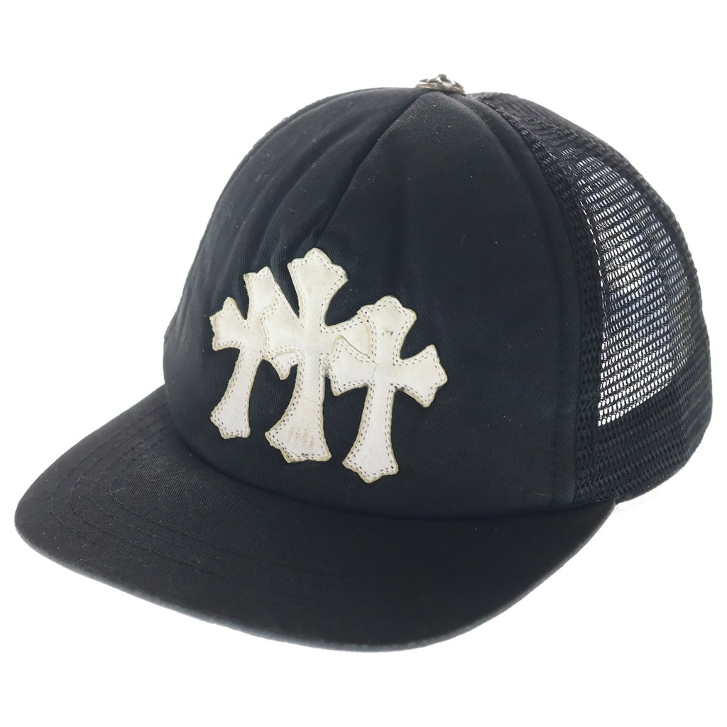 CHROME HEARTS(クロムハーツ) TRUCKER CAP トラッカーキャップ 3セメタリーレザーパッチメッシュキャップ 帽子 ブラック/ホワイト