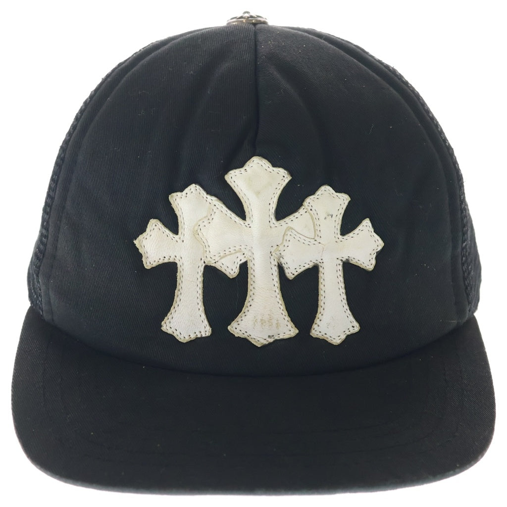 CHROME HEARTS(クロムハーツ) TRUCKER CAP トラッカーキャップ 3セメタリーレザーパッチメッシュキャップ 帽子 ブラック/ホワイト