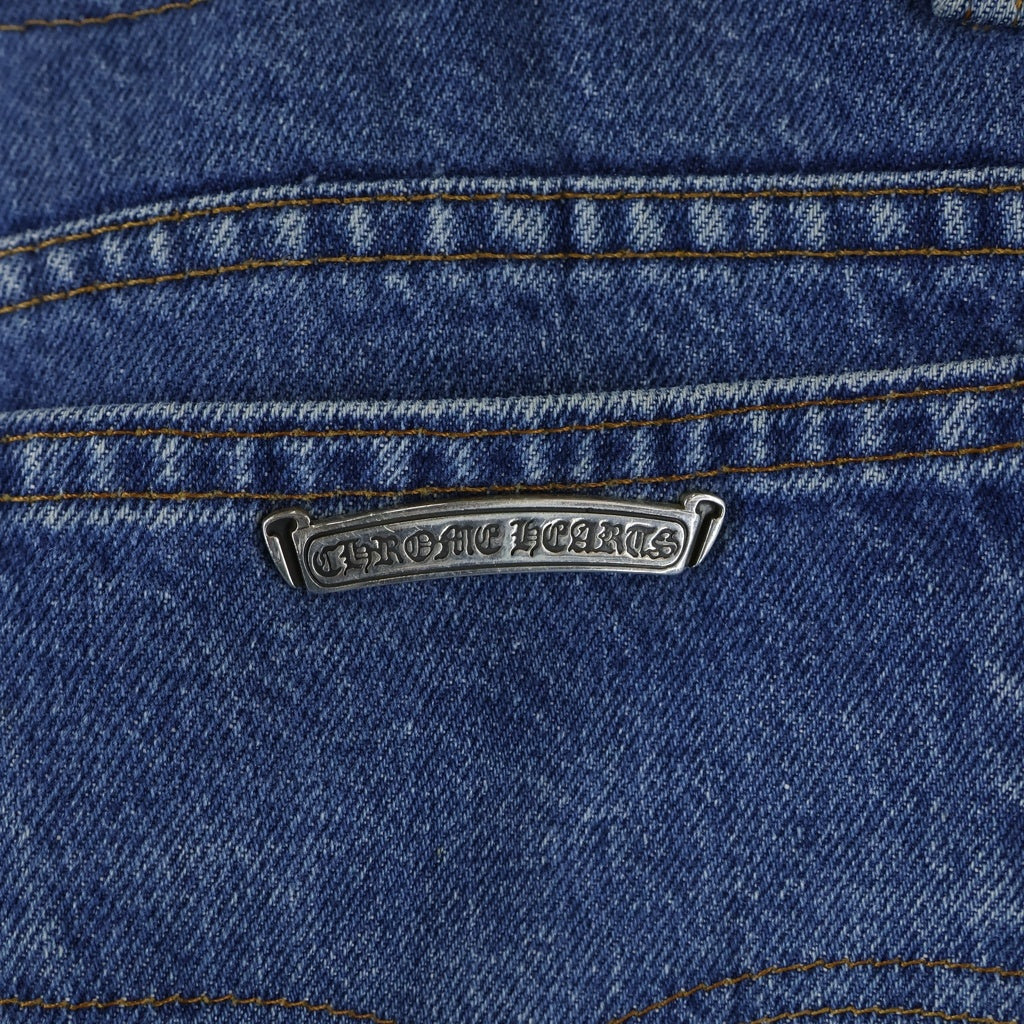 CHROME HEARTS(クロムハーツ) U VNTG JEAN BLU ORNG TAB 517 クロスパッチ付きウォッシュドデニムパンツ インディゴ
