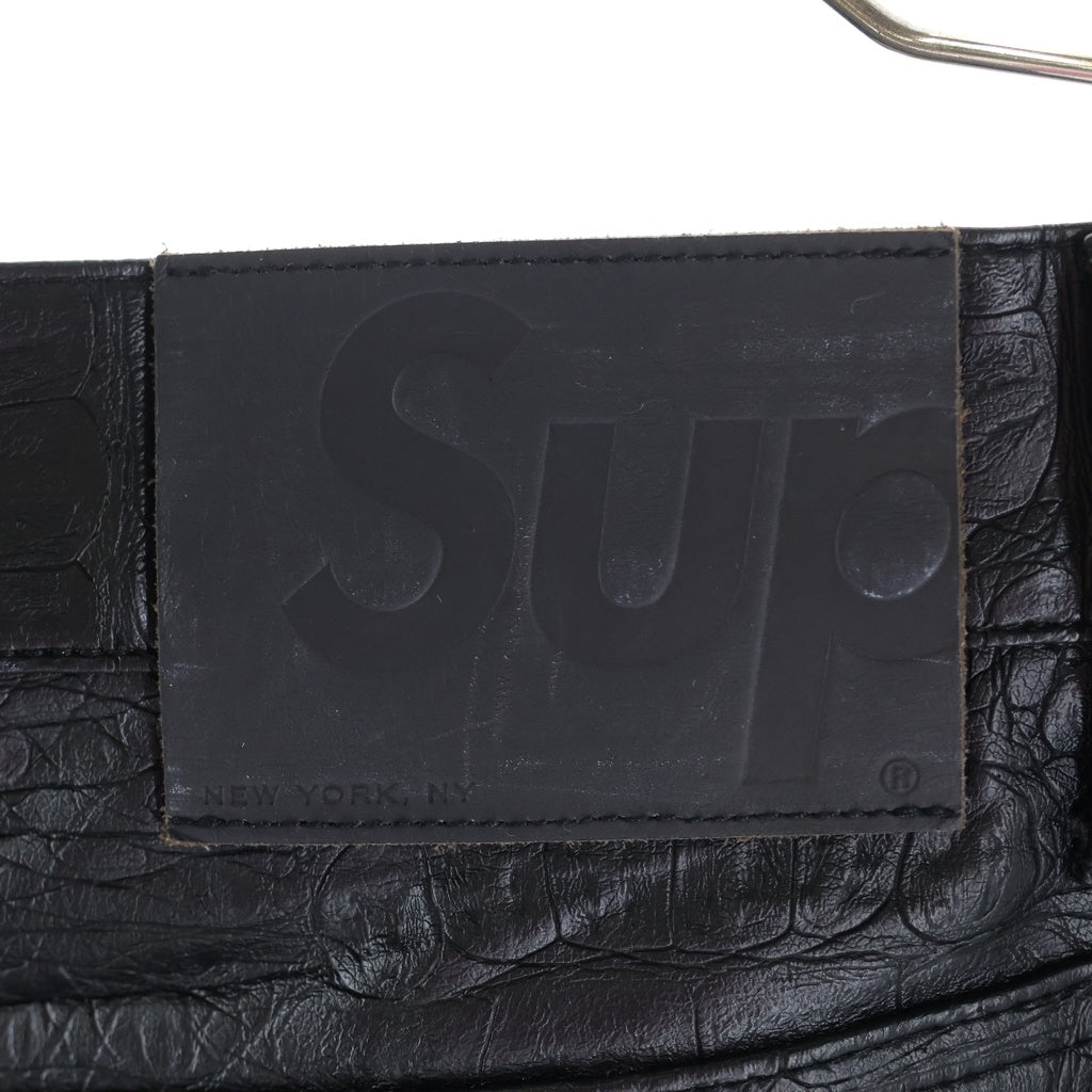 SUPREME(シュプリーム) 22SS Faux Croc Painter Pant フェイククロコペインターパンツ フェイクレザー 型押し ブラック