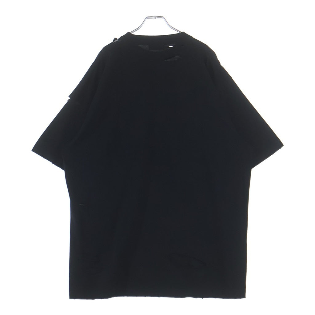 BALENCIAGA(バレンシアガ) 21SS Caps Destroyed Flatground Tee デストロイ加工 クルーネック 半袖Tシャツ カットソー ブラック 651795 TKVB8