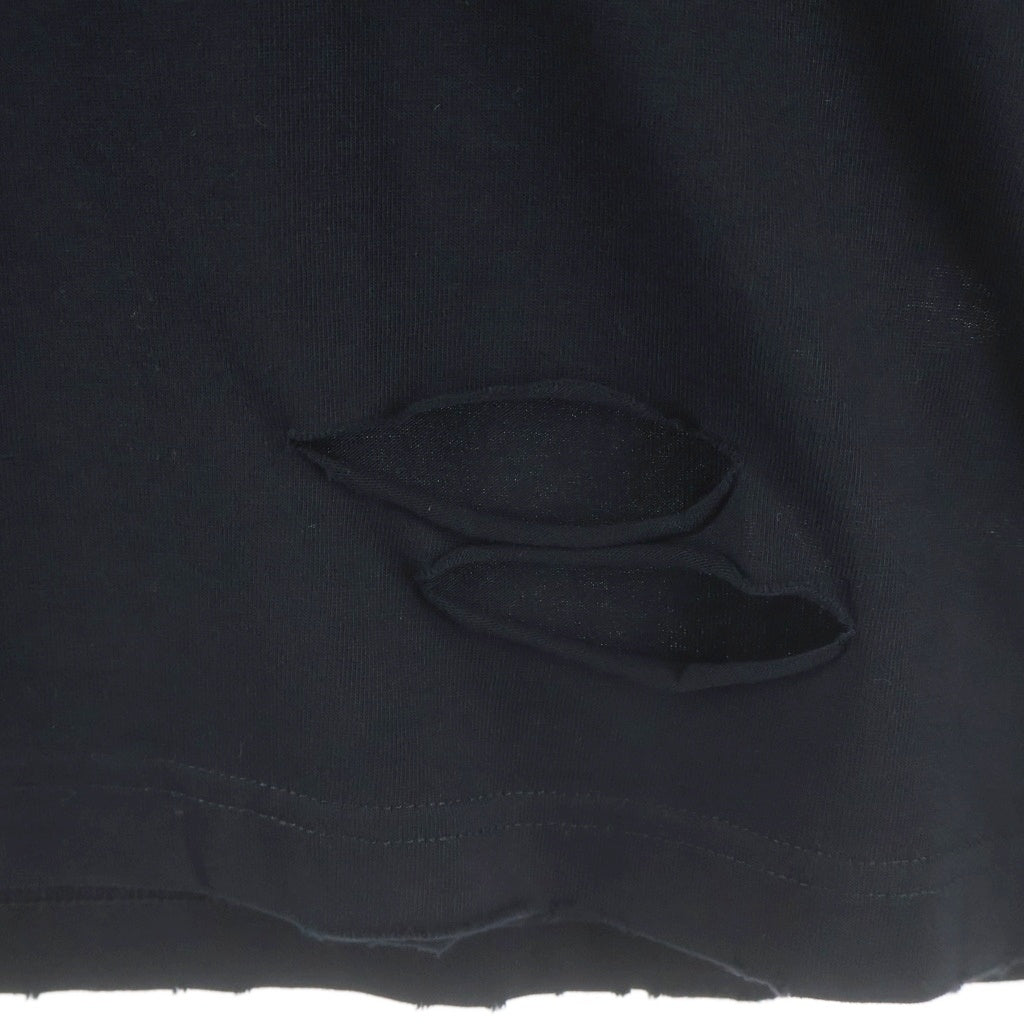 BALENCIAGA(バレンシアガ) 21SS Caps Destroyed Flatground Tee デストロイ加工 クルーネック 半袖Tシャツ カットソー ブラック 651795 TKVB8