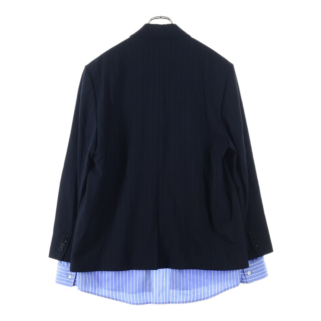 Acne Studios(アクネ ストゥディオズ) 25AW レイヤードスーツジャケット ストライプテーラード ブラック/ブルー FN-WN-SUIT000647 AH0309