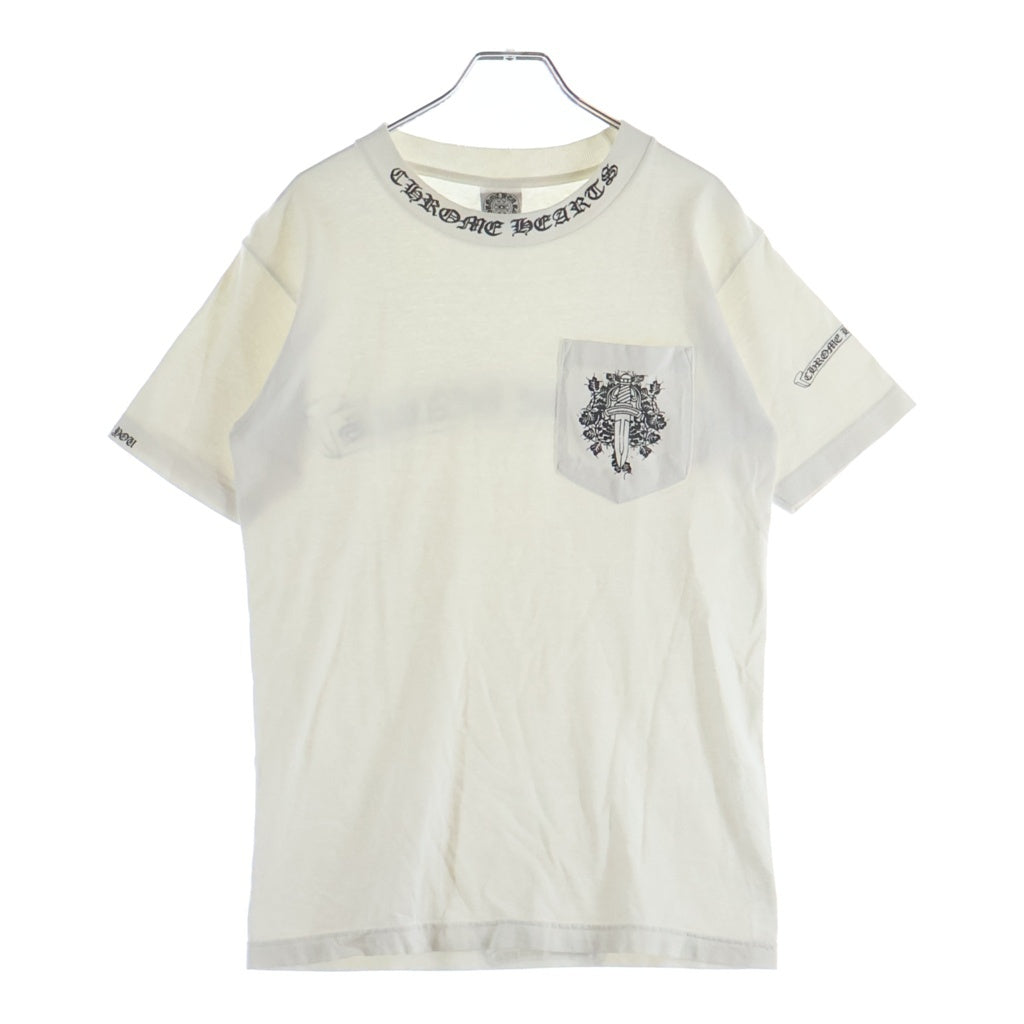 CHROME HEARTS(クロムハーツ) OLD CH S/S T-SHIRT オールド ネックロゴ ヴァインダガープリント 半袖Tシャツカットソー ホワイト