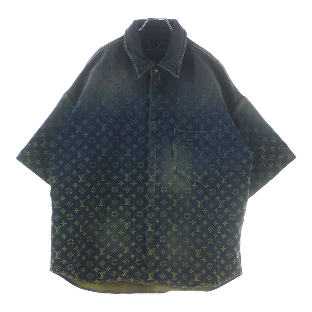 LOUIS VUITTON(ルイヴィトン) 23SS Rainbow Monogram Short Sleeve Denim Shirts RM231 YM4 HOS72X レインボーモノグラム ショートスリーブデニムシャツ 半袖シャツ インディゴ