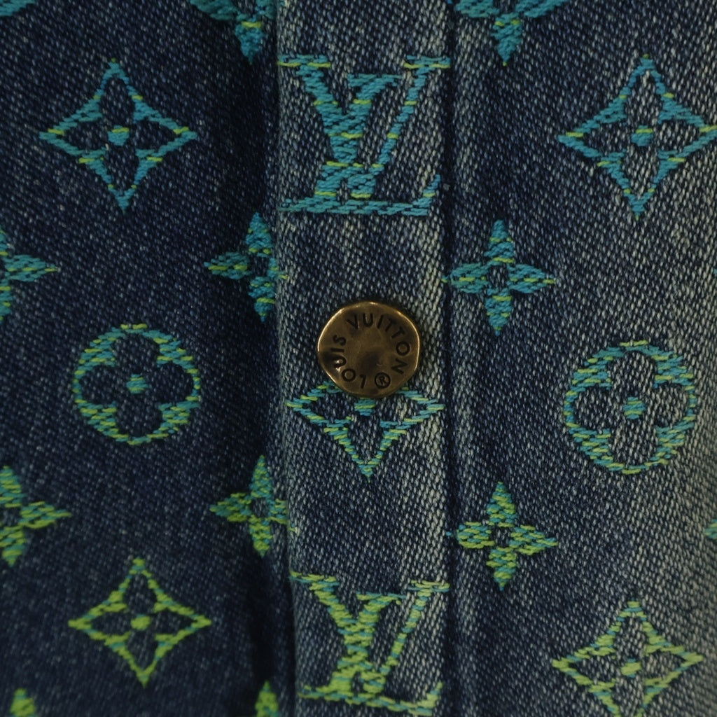 LOUIS VUITTON(ルイヴィトン) 23SS Rainbow Monogram Short Sleeve Denim Shirts RM231 YM4 HOS72X レインボーモノグラム ショートスリーブデニムシャツ 半袖シャツ インディゴ