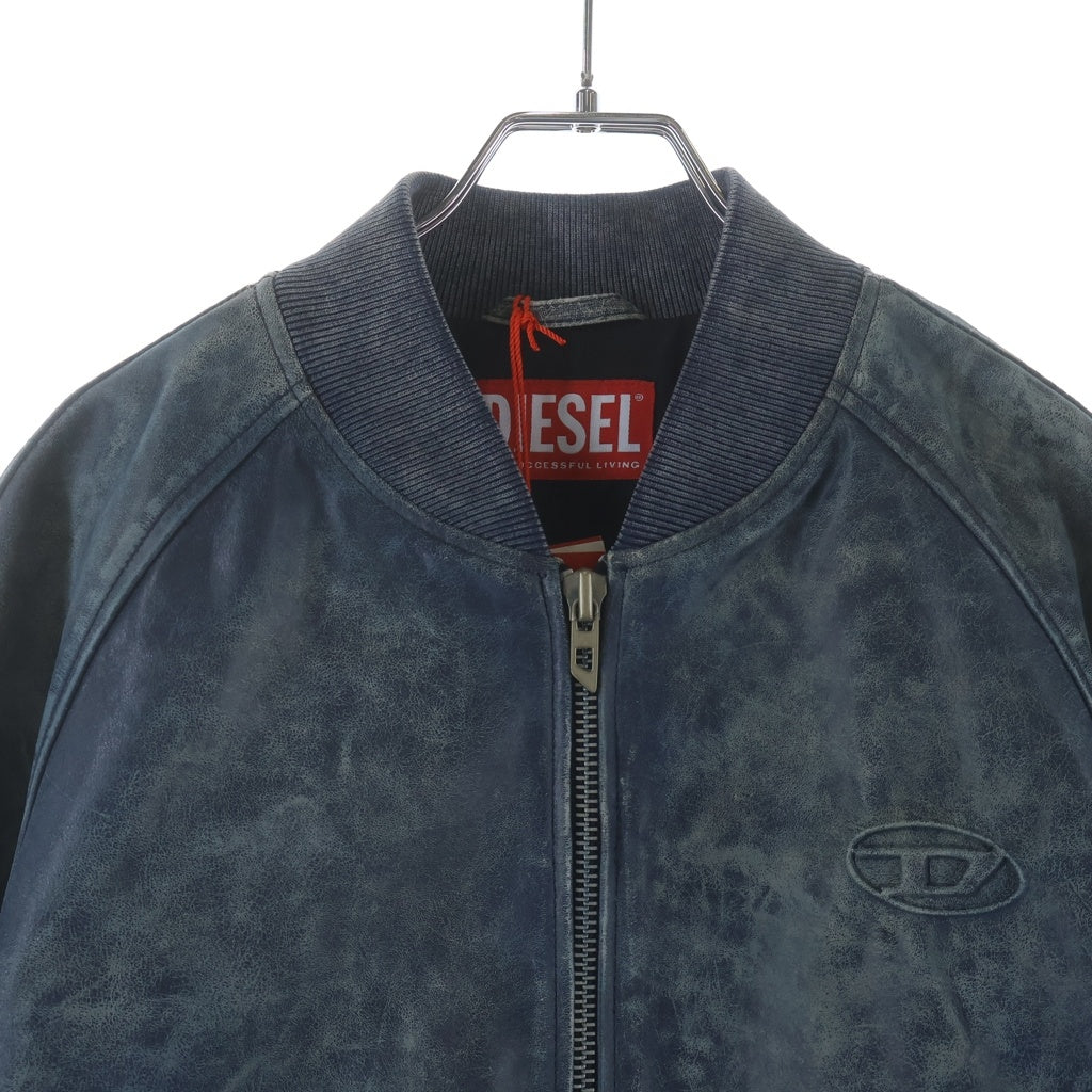 DIESEL(ディーゼル) 26SS L-Cobb レザーボンバージャケット シープスキン ブルー A200970QMBW