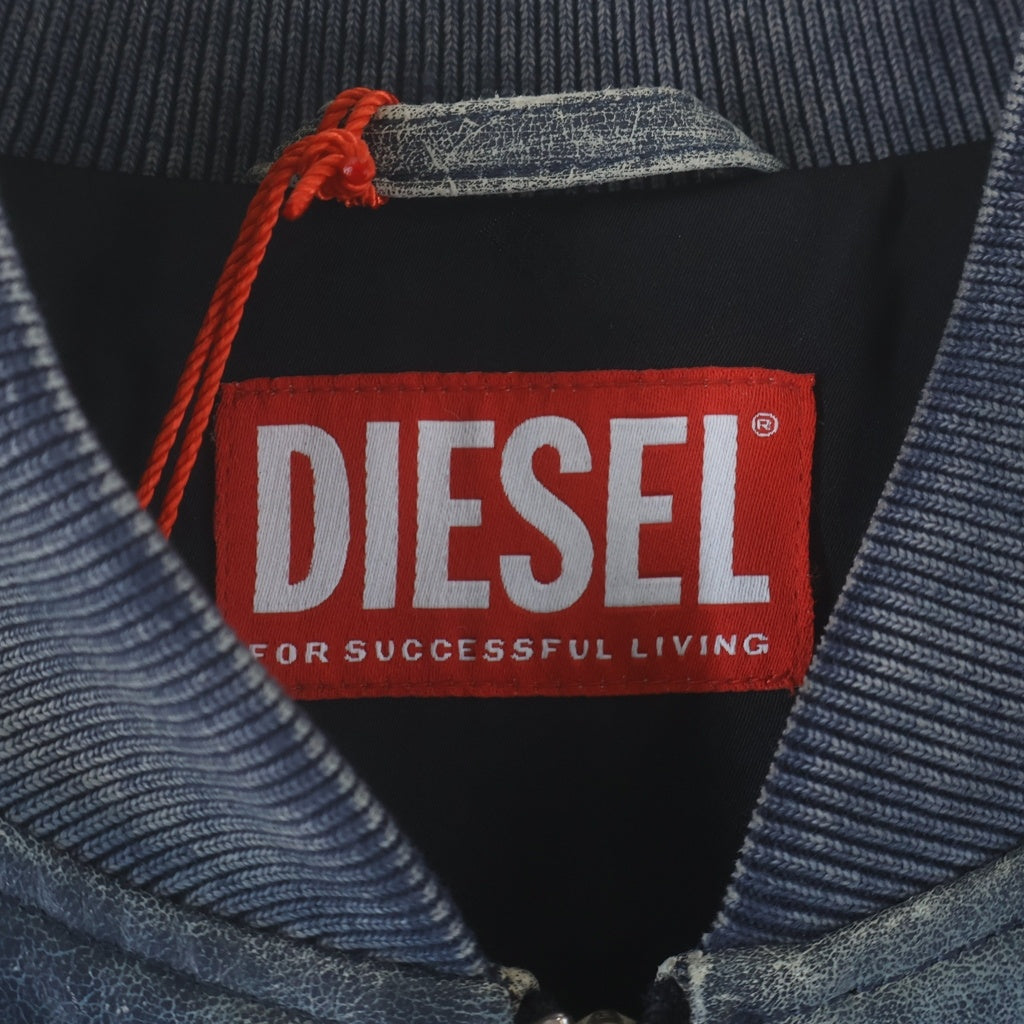 DIESEL(ディーゼル) 26SS L-Cobb レザーボンバージャケット シープスキン ブルー A200970QMBW