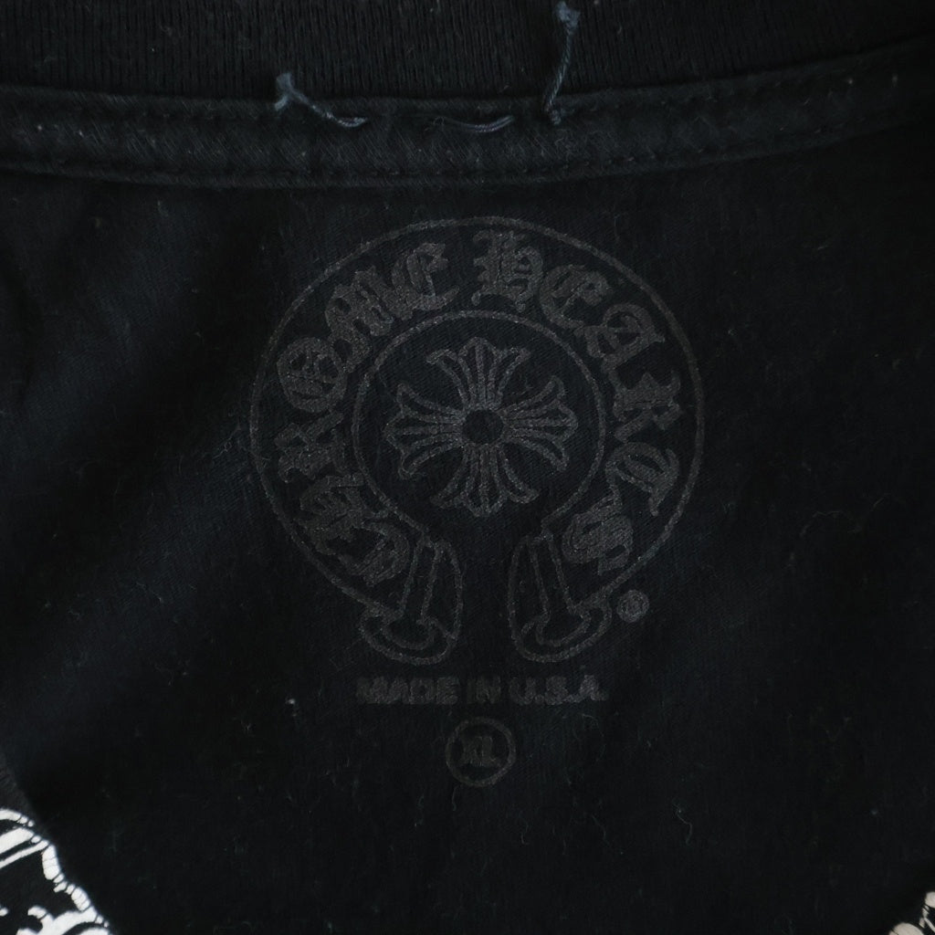 CHROME HEARTS(クロムハーツ) CH LS NECK LOGO ネックロゴプリント 袖ロゴ 長袖Tシャツ ロングスリーブカットソー ブラック