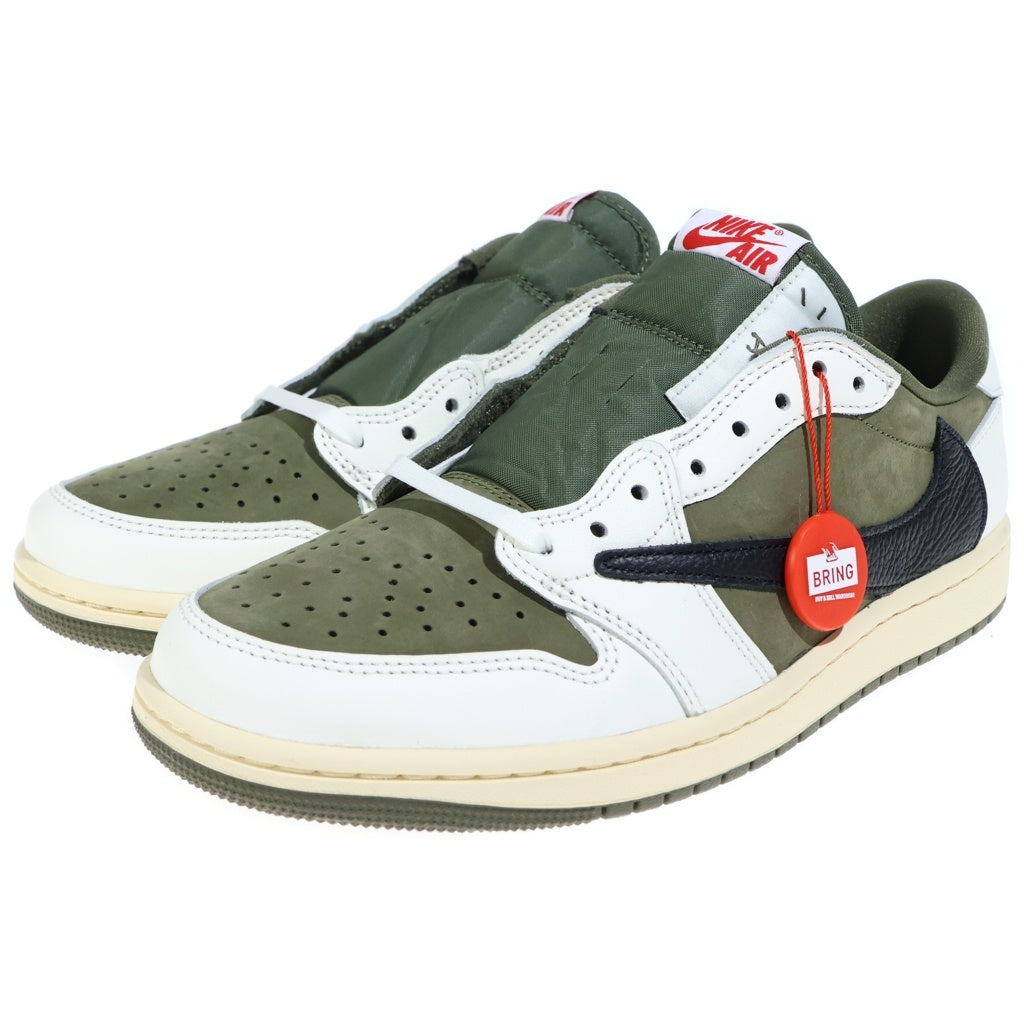 NIKE(ナイキ) ×TRAVIS SCOTT AIR JORDAN 1 LOW OG REVERSE OLIVEDM 7866-200 トラヴィススコット エアジョーダン 1 ローカットスニーカー カーキ US8.5/26.5cm