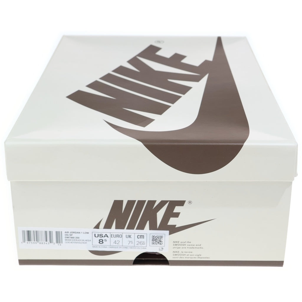NIKE(ナイキ) ×TRAVIS SCOTT AIR JORDAN 1 LOW OG REVERSE OLIVEDM 7866-200 トラヴィススコット エアジョーダン 1 ローカットスニーカー カーキ US8.5/26.5cm