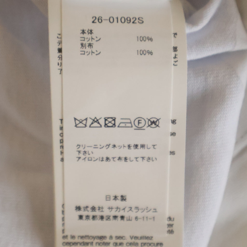 Sacai(サカイ) 26SS ×Carhartt WIP Cotton Jersey カーハート コットン半袖Tシャツ カットソー ホワイト 26-01092S
