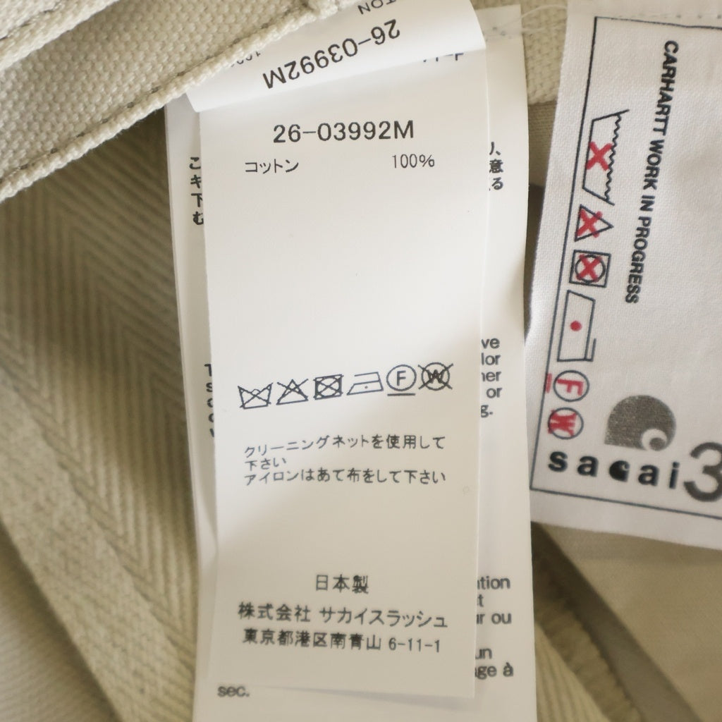 Sacai(サカイ) 26SS ×Carhartt WIP Duck Pants ダックロングパンツ ダブルニー アイボリー 26-03992M