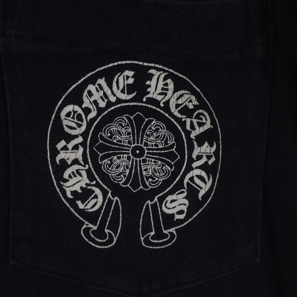 CHROME HEARTS(クロムハーツ) OLD HORSE SHOE L/S TEE オールド ホースシュー ロゴプリント ロングスリーブ クルーネック長袖ポケットTシャツ カットソー ブラック