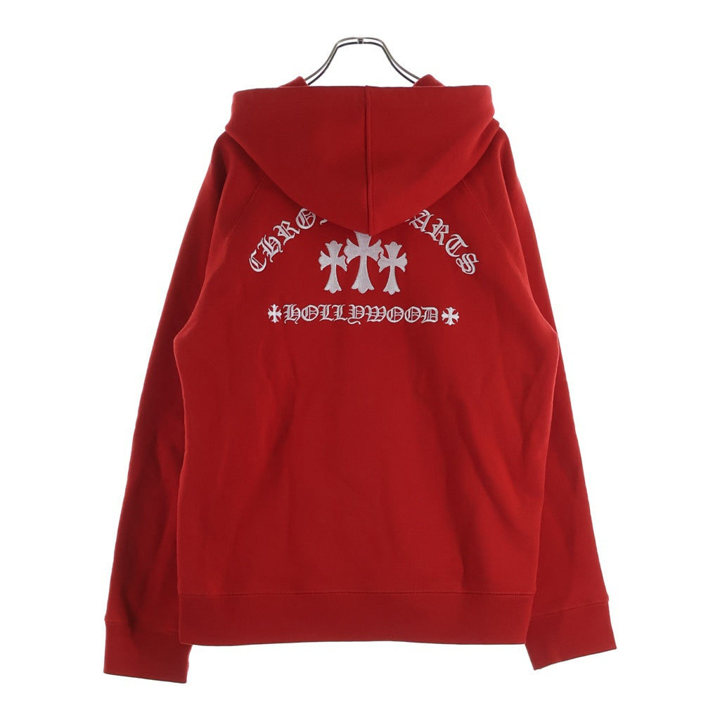 CHROME HEARTS(クロムハーツ) Y NOT Cemetery Cross Zipup Hoodie King Taco ワイノットセメタリークロスジップアップフーディ パーカー ロゴ刺繍 レッド キングタコ