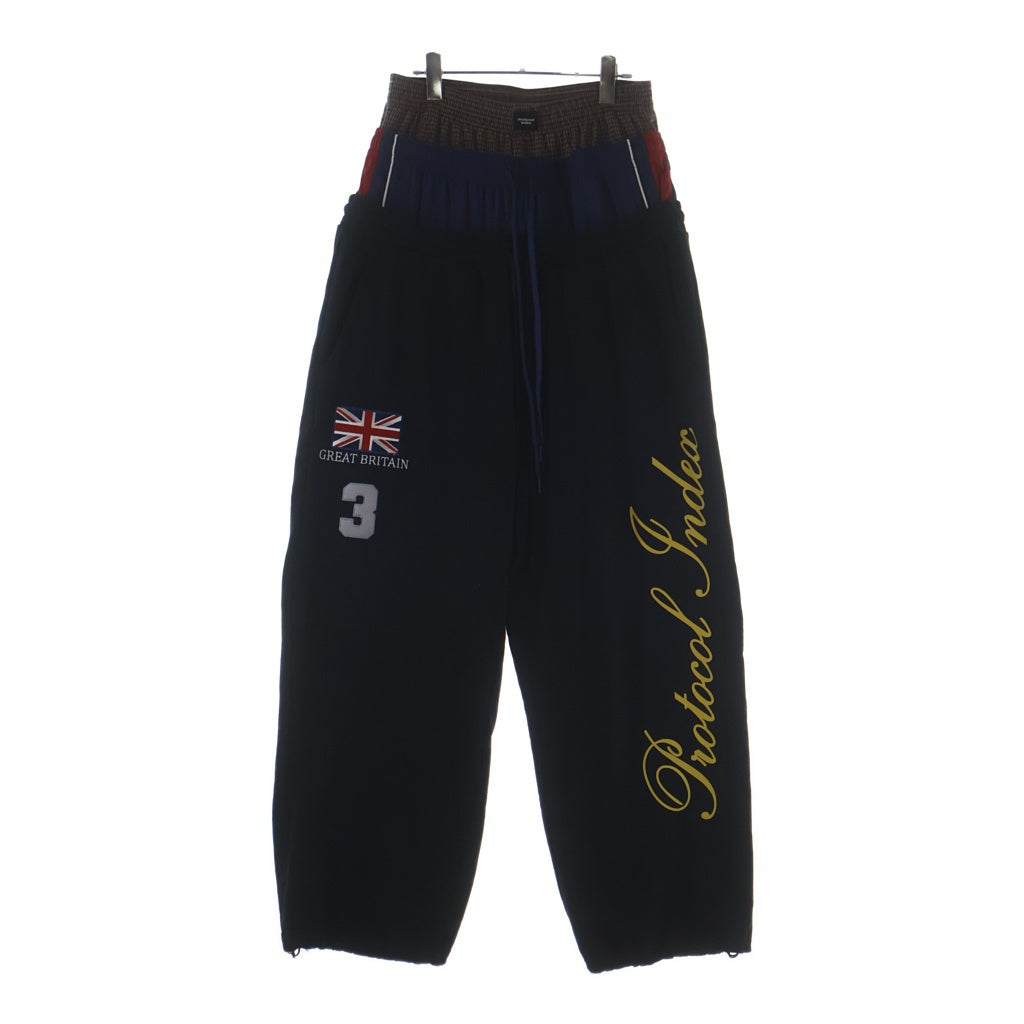 Protocol Index プロトコル インデックス 3 Layered Sweat Pants 3レイヤードスウェットパンツ ドローストリングドッキングワイドパンツ ブラック Protocol Index(プロトコル インデックス) 3 Layered Sweat Pants 3