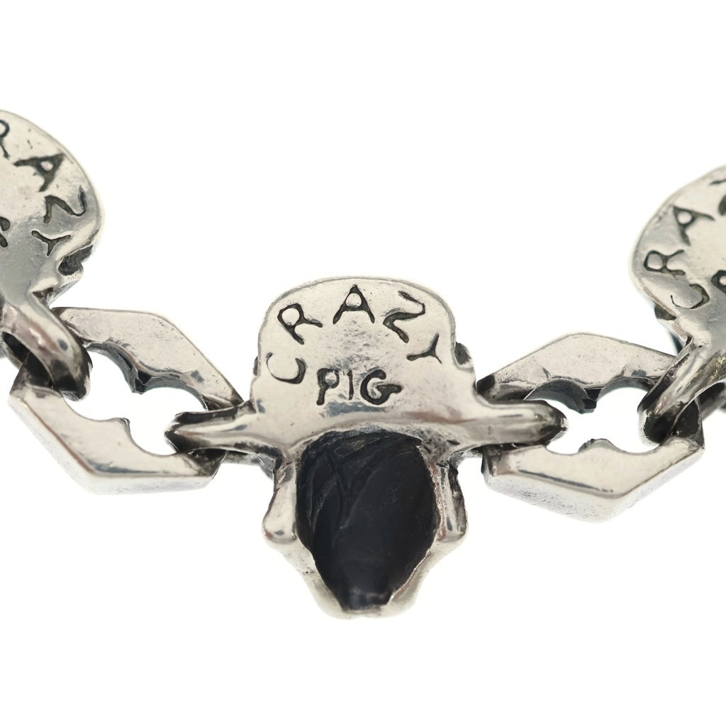 CRAZY PIG(クレイジーピッグ) SKULL LINK BRACELET スカル リンク ブレスレット シルバー