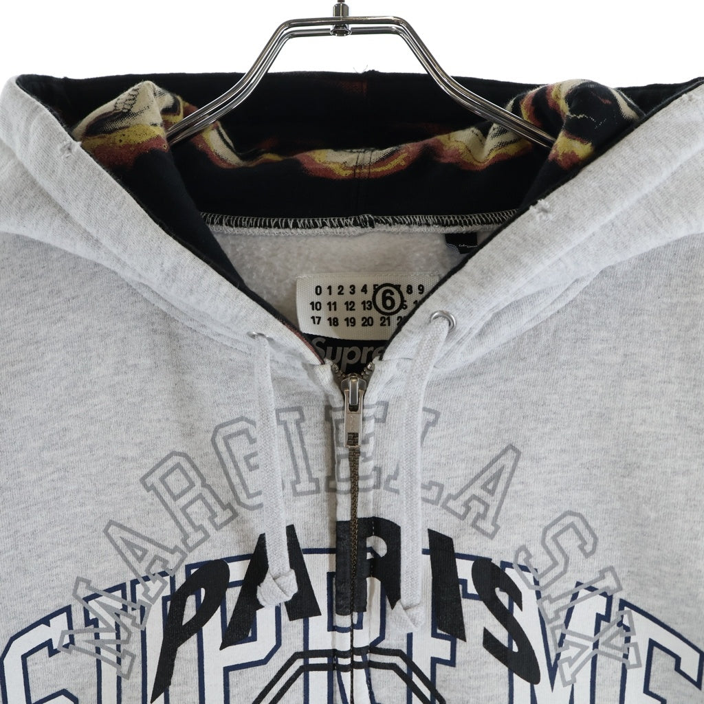 SUPREME(シュプリーム) 24SS ×MM6 Masion Margiela Zip Up Hooded Sweatshirt エムエムシックスメゾンマルジェラ ジップアップ スウェットパーカー グレー