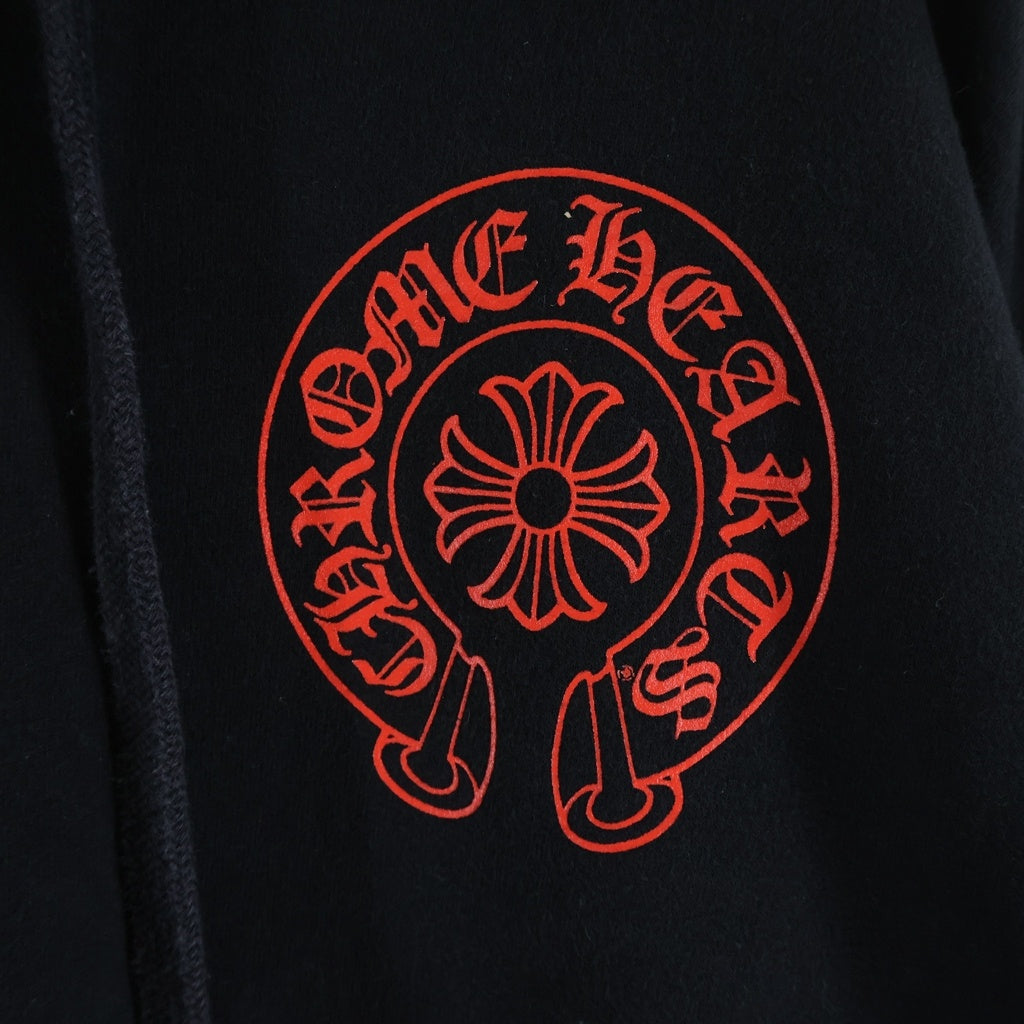 CHROME HEARTS(クロムハーツ) HORSESHOE PULLOVER HOODIE ホースシュー オンライン限定 プルオーバーフーディー パーカー ブラック/レッド