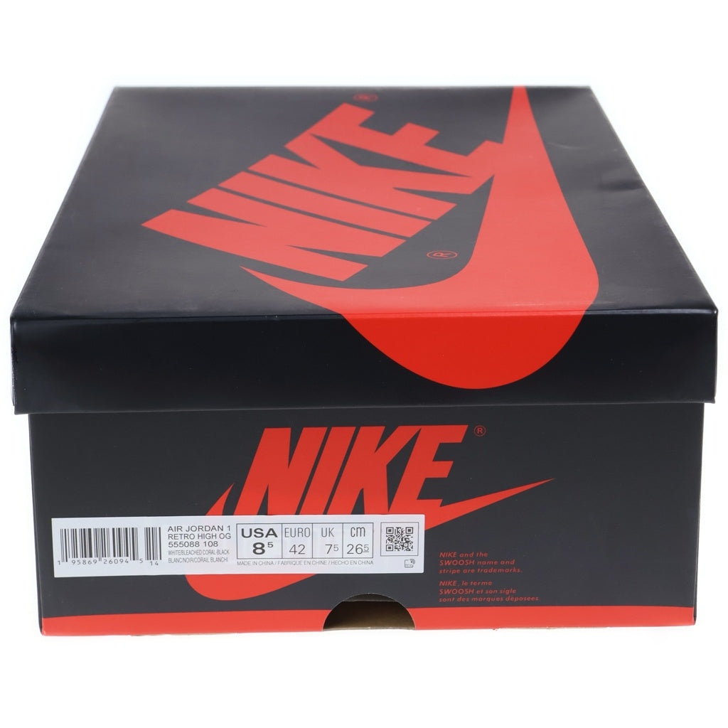 NIKE(ナイキ) AIR JORDAN 1 HIGH OG Bleached Coral 555088-108 エアジョーダン 1 ブリーチド コーラル ハイカットスニーカー グレー US8.5/26.5cm