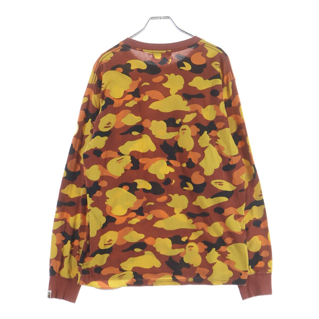 A BATHING APE(アベイシングエイプ) 1ST CAMO SHARK LONG SLEEVE TEE 1STカモ シャーク プリント長袖Tシャツ カットソー オレンジ