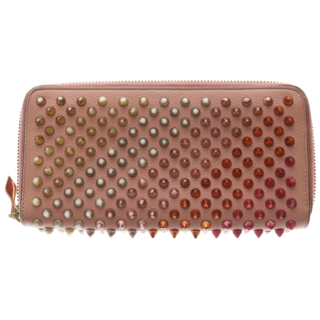 CHRISTIAN LOUBOUTIN(クリスチャンルブタン) パネトーネ スタッズ ラウンドジップ 長財布 ピンク レディース