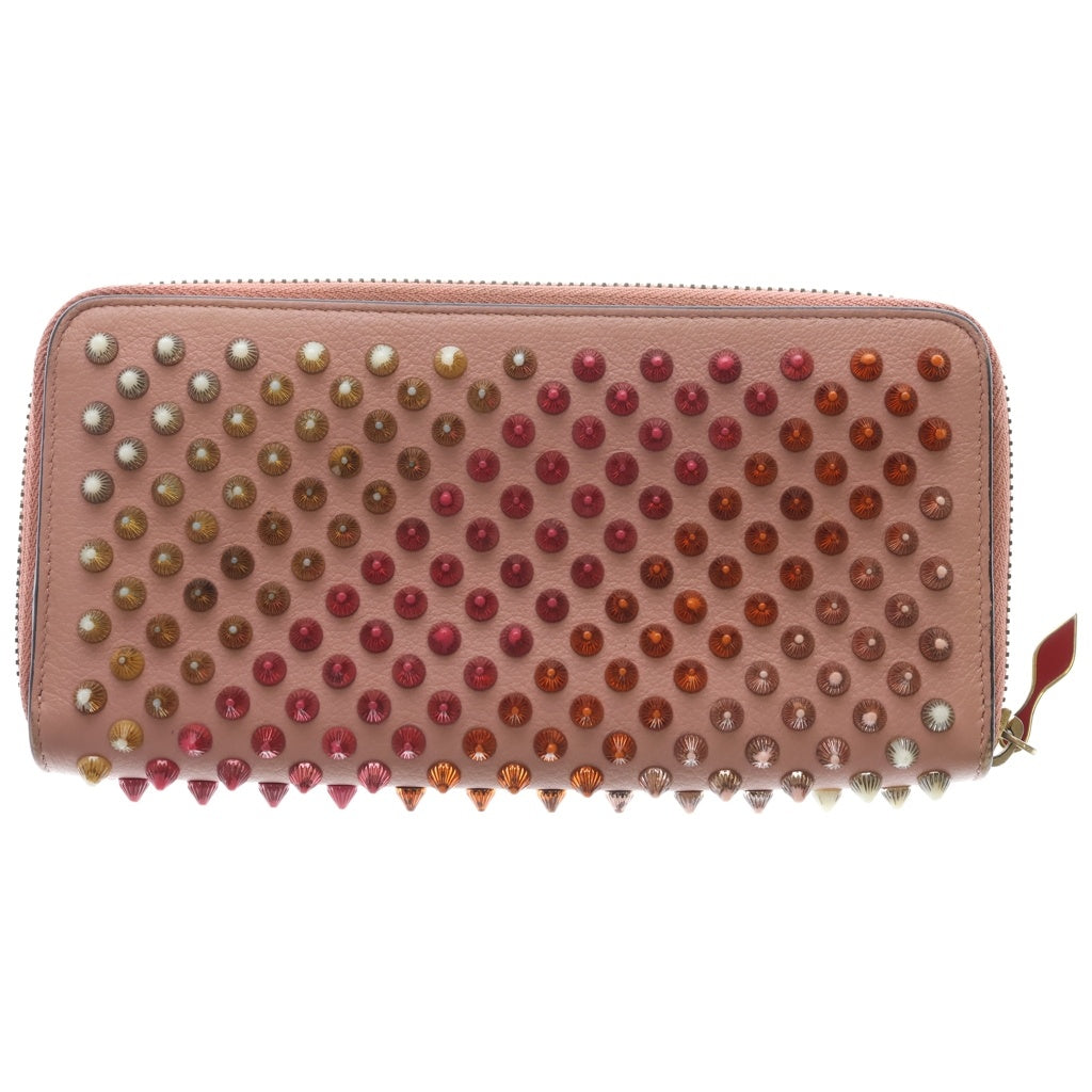CHRISTIAN LOUBOUTIN(クリスチャンルブタン) パネトーネ スタッズ ラウンドジップ 長財布 ピンク レディース