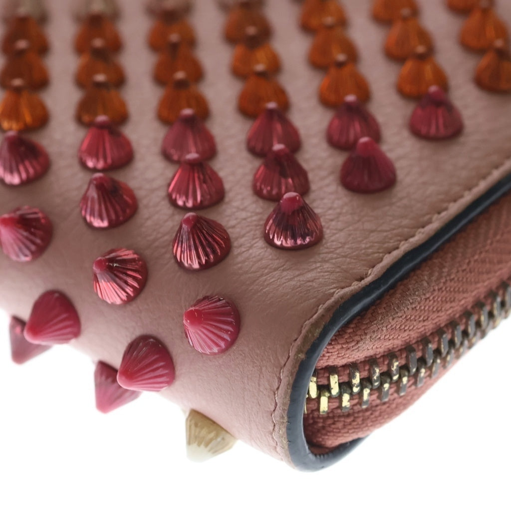 CHRISTIAN LOUBOUTIN(クリスチャンルブタン) パネトーネ スタッズ ラウンドジップ 長財布 ピンク レディース