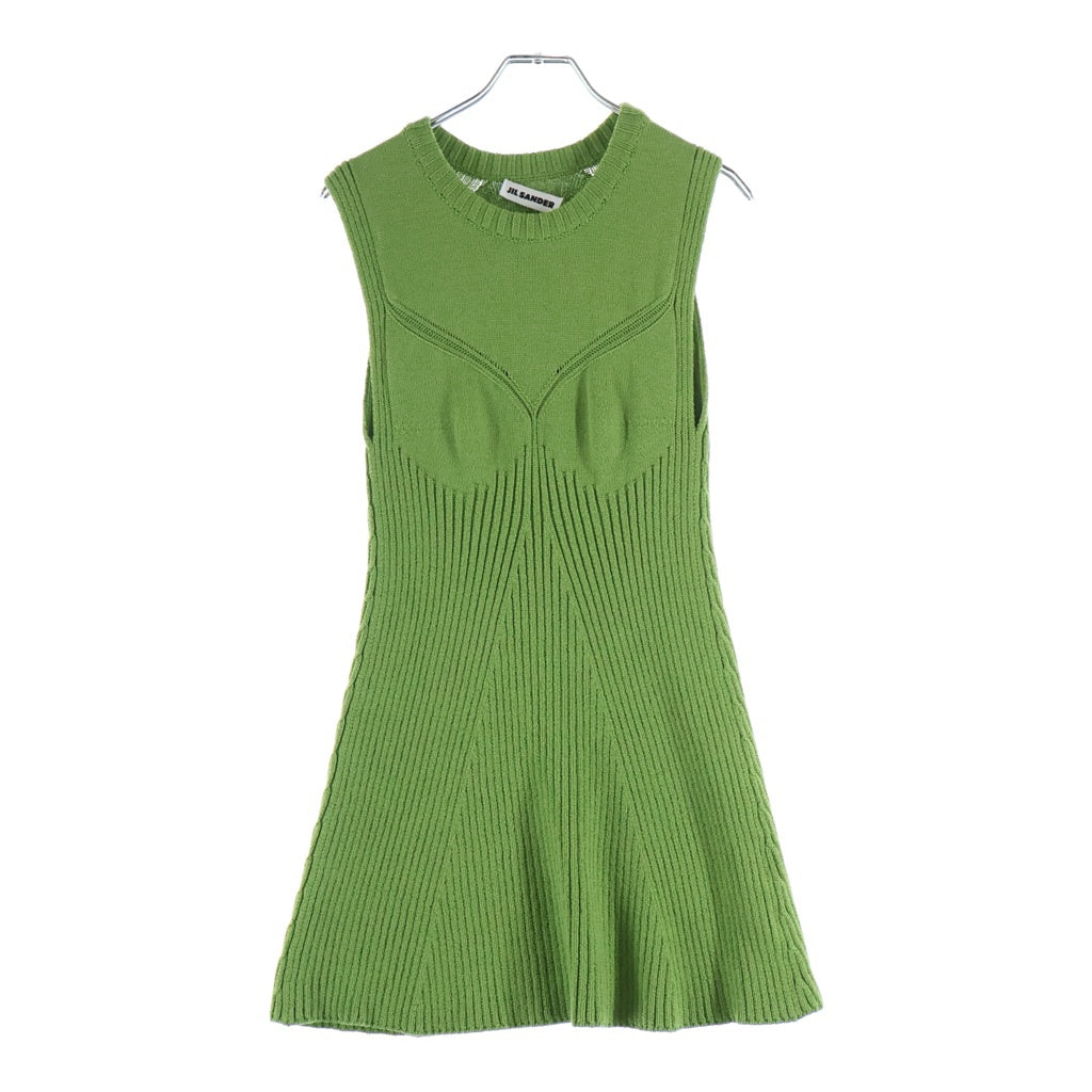 JIL SANDER(ジルサンダー) 23SS STRUCTURED COTTON BLEND RIB ノースリーブ リブニット レディース J03NC0115 J15382 グリーン