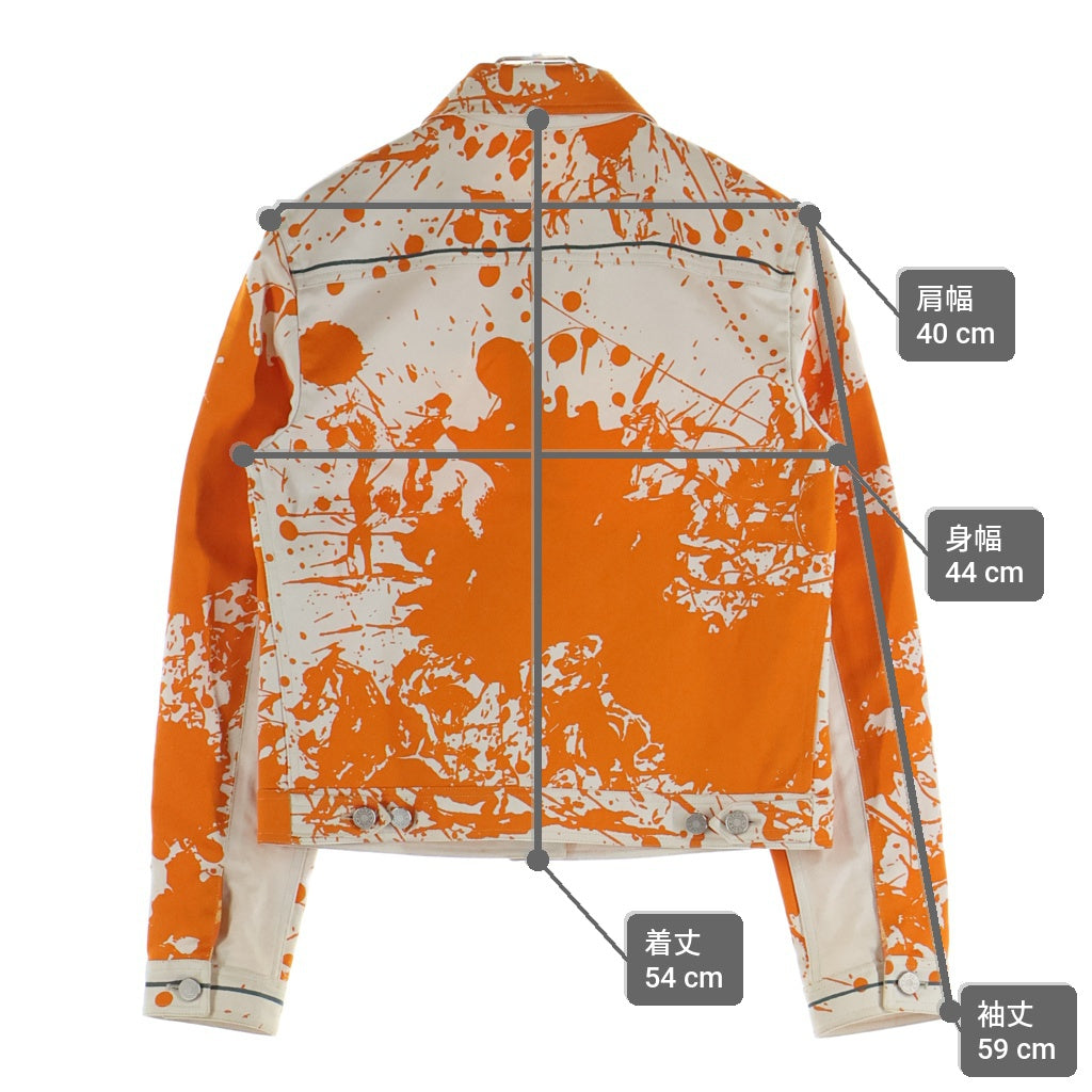 HERMES(エルメス) マルジェラ期 ペイント デニムジャケット レディース ホワイト/オレンジ