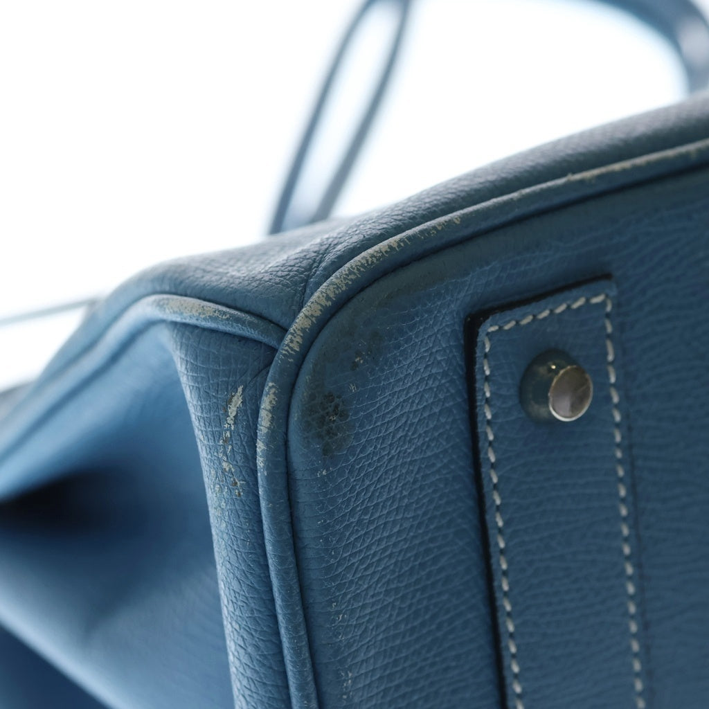 NO BRAND(ノーブランド) 【HENRY HIGH CLASS ヘンリー ハイクラス】 トートバッグ ハンドバッグ ブラック レザー ケリー型 ブルー レディース
