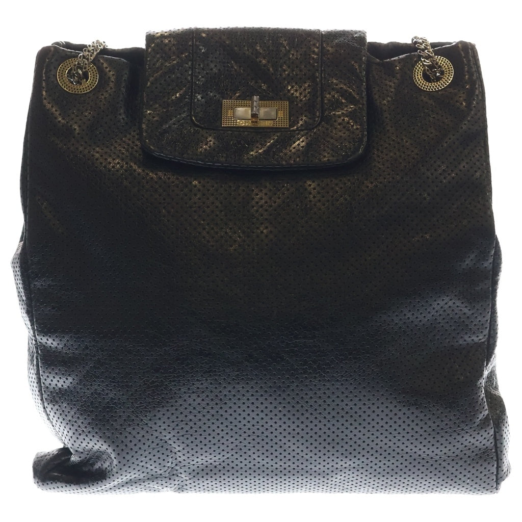 CHANEL(シャネル) 2.55 PUNCHING W CHAIN SHOULDER BAG 2.55 パンチング レザー Wチェーン ショルダーバッグ ブラック レディース